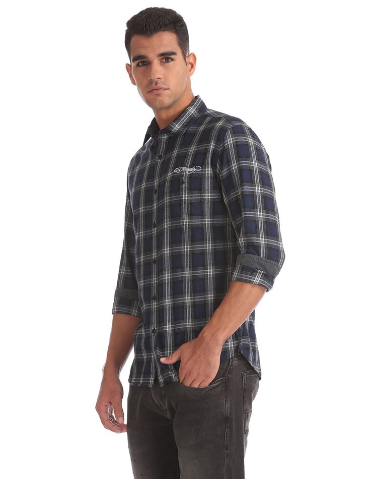 Ed Hardy Men Casual Wear Checkered Shirt